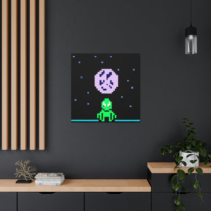 "Lonely Witness of the Night Sky" - The Alien Canva Pixel Art