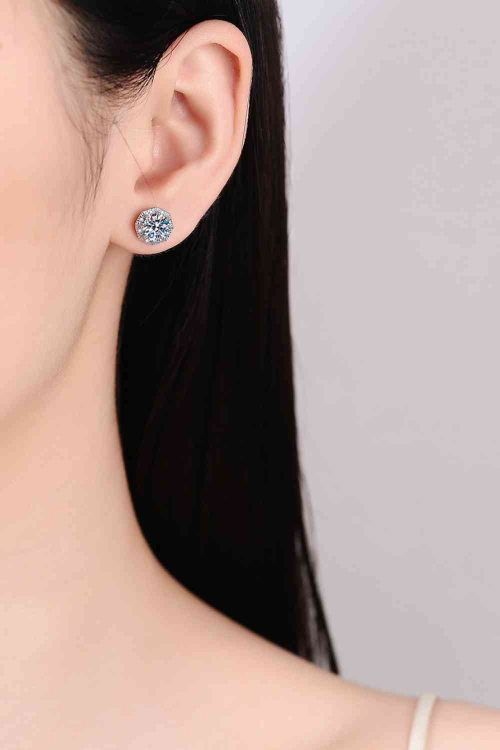 Aretes de plata de ley 925 con moissanita de 2 quilates