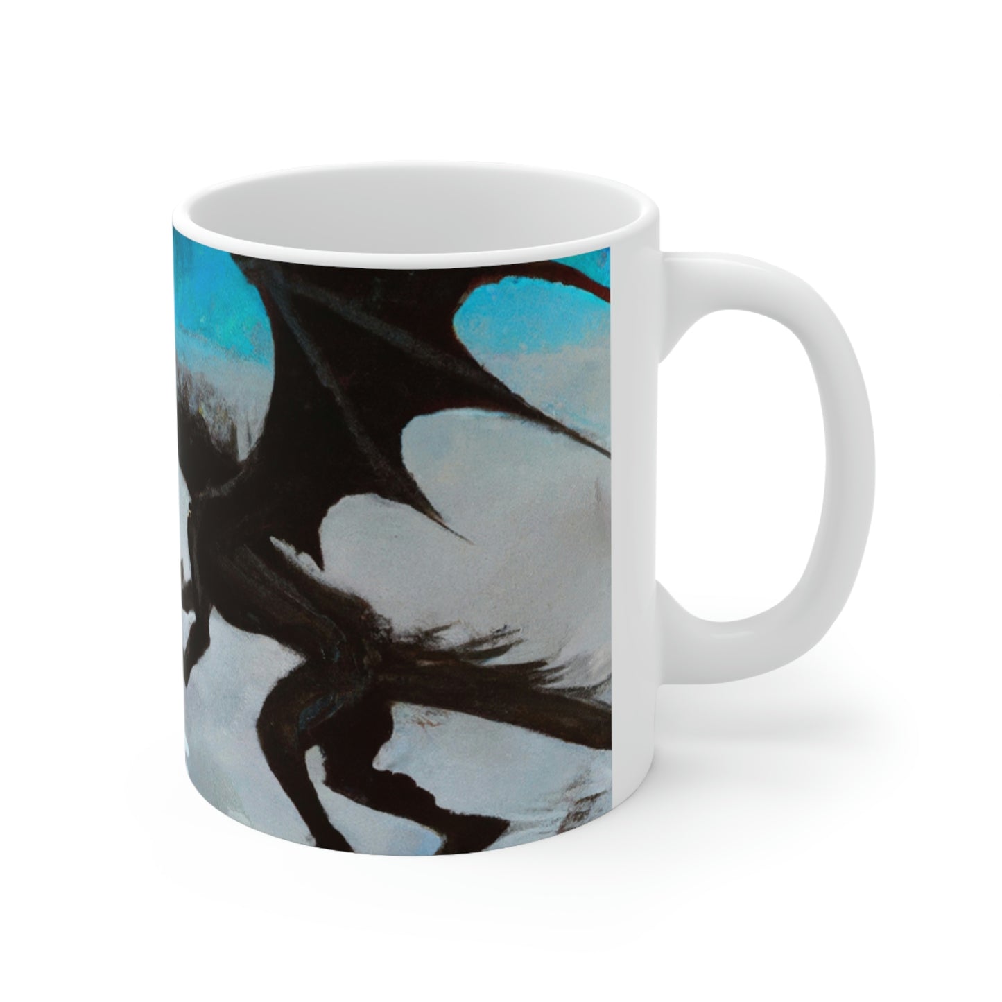 "Clash of Fire and Steel on the Moonlit Cliff" - The Alien Ceramic Mug 11 oz