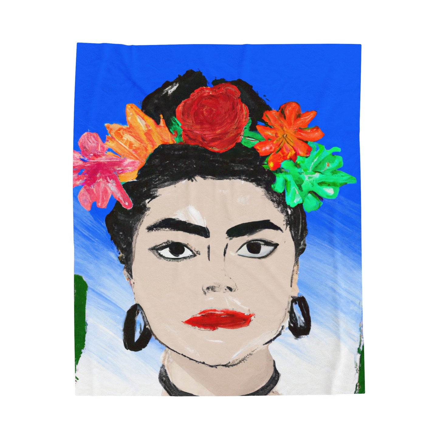 "Fiery Frida: Painting a Mexican Icon with Colorful Culture" - The Alien Velveteen Plush Blanket