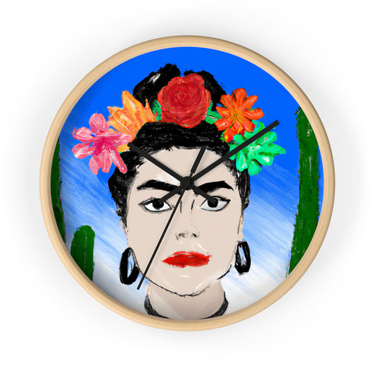 "Frida Ardiente: Pintando un ícono mexicano con cultura colorida" - The Alien Wall Clock