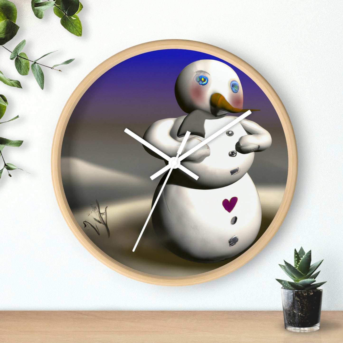 "Chilly But Hopeful: The Snowman's Quest For A Hug" - Die Alien-Wanduhr