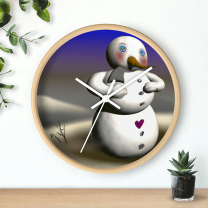 "Chilly But Hopeful: The Snowman's Quest For A Hug" - The Alien Wall Clock