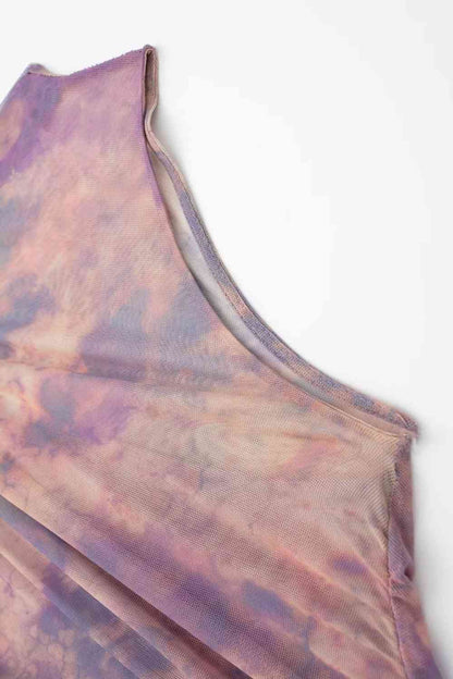 Vestido sin mangas fruncido con efecto tie-dye