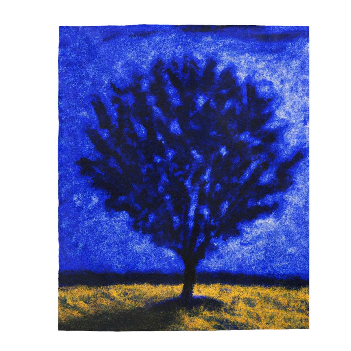 "A Lone Blue Tree in the Moonlight Field" - The Alien Velveteen Plush Blanket