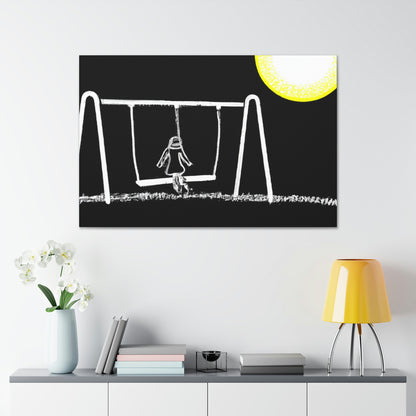 "The Moonlit Swing: A Dream-Like Moment in a Meadow" - The Alien Canva