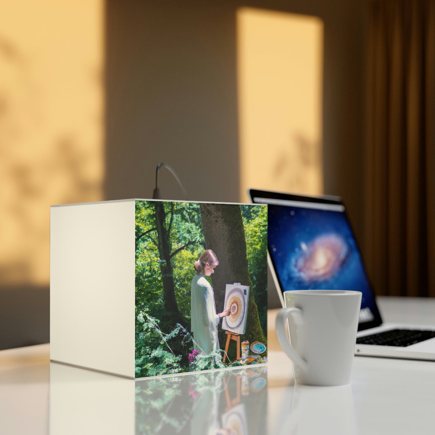 "Enchantment in Oil: A Young Artist's Vision of a Magical Forest" - The Alien Light Cube Lamp