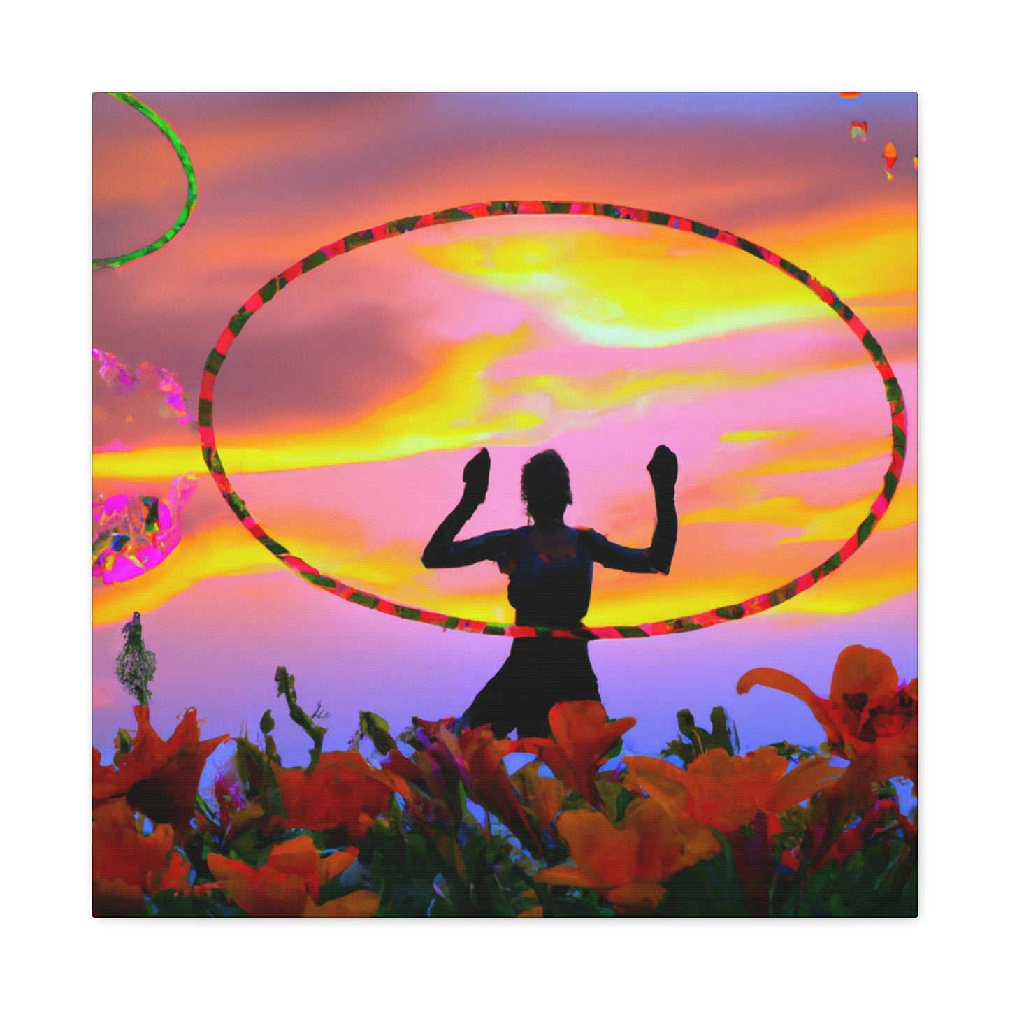 Hula Hoop Sunset Painter - Leinwand