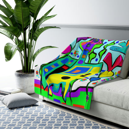 "A Mystical Garden of Rainbow Petals" - The Alien Sherpa Fleece Blanket