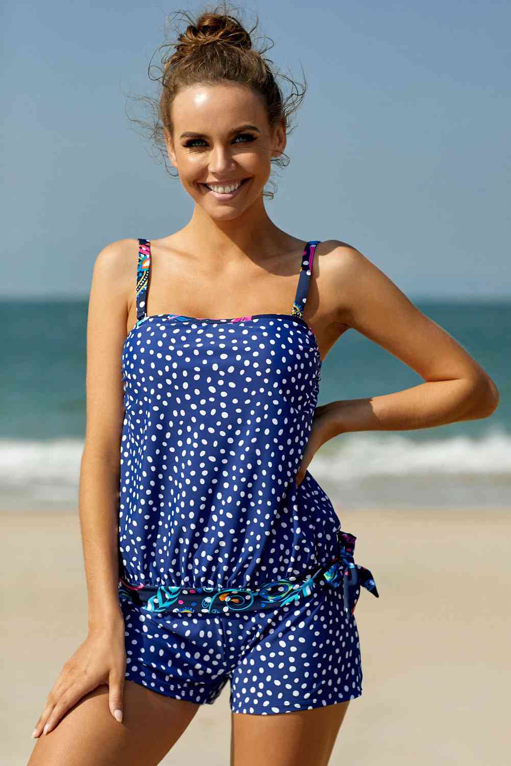 Conjunto de tankini atado estampado