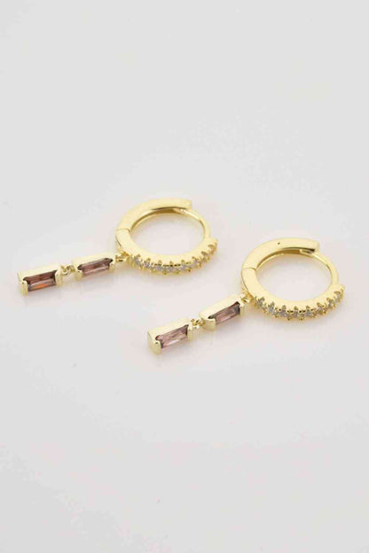 Pendientes Huggie colgantes de plata de ley 925 con circonitas