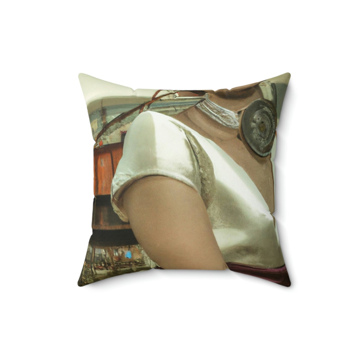 "ChronoTown: Where Time Stands Still" - Das Alien Square Pillow