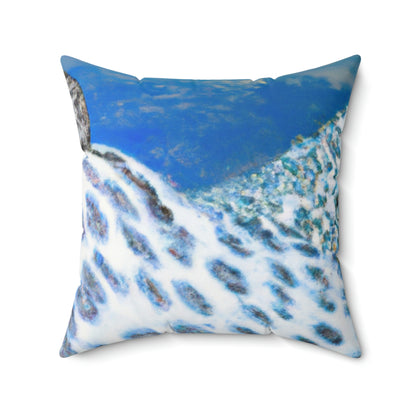 "Lonely Perch of the Snow Leopard" - The Alien Square Pillow