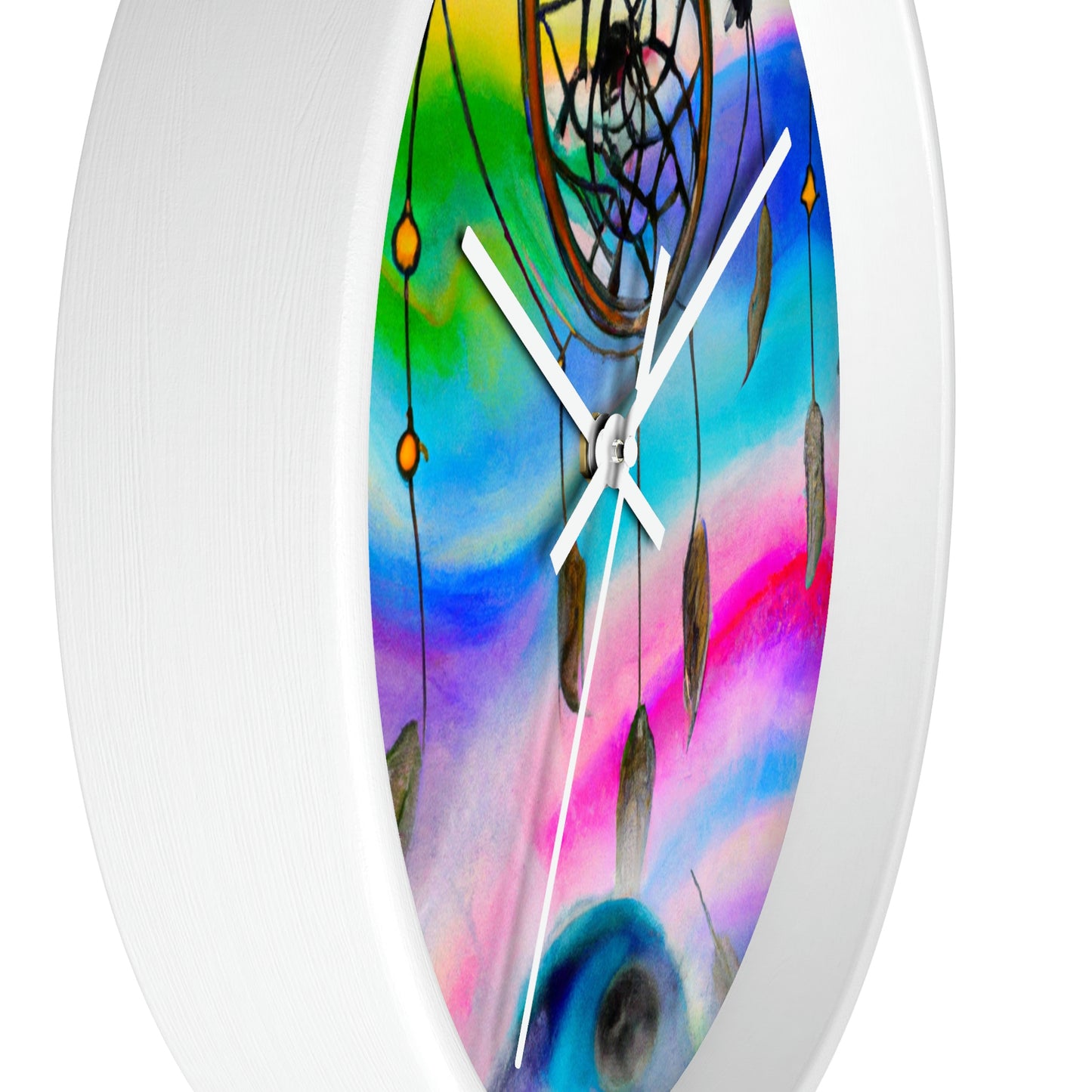 "A Galaxy of Dreams: A Colorful Dreamcatcher Captures Falling Stardust" - The Alien Wall Clock