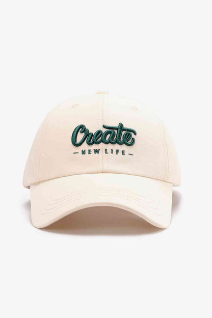 CREATE NEW LIFE Gorra de béisbol de algodón ajustable