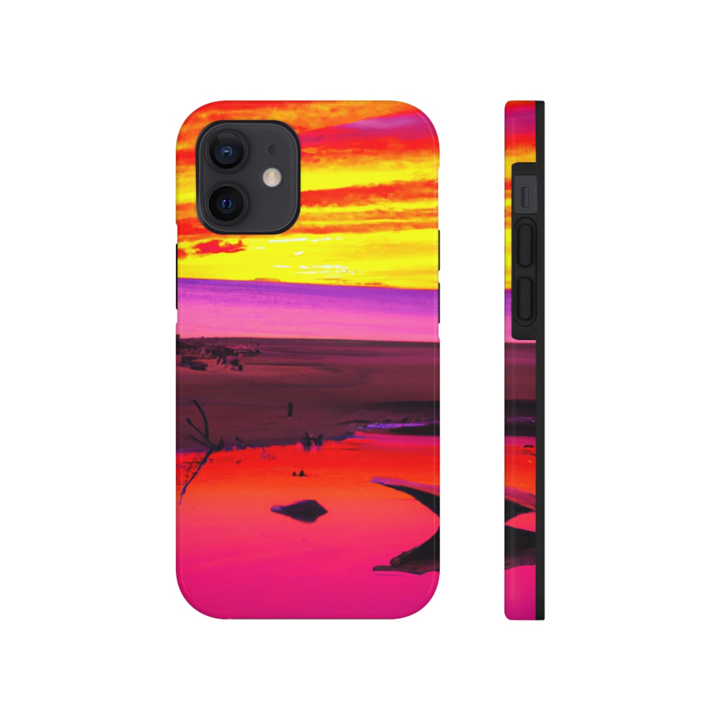 "Vergessener Trost: Die Pracht eines lebendigen Sonnenuntergangs an einem verlassenen Strand" - Die Alien Tough Phone Cases