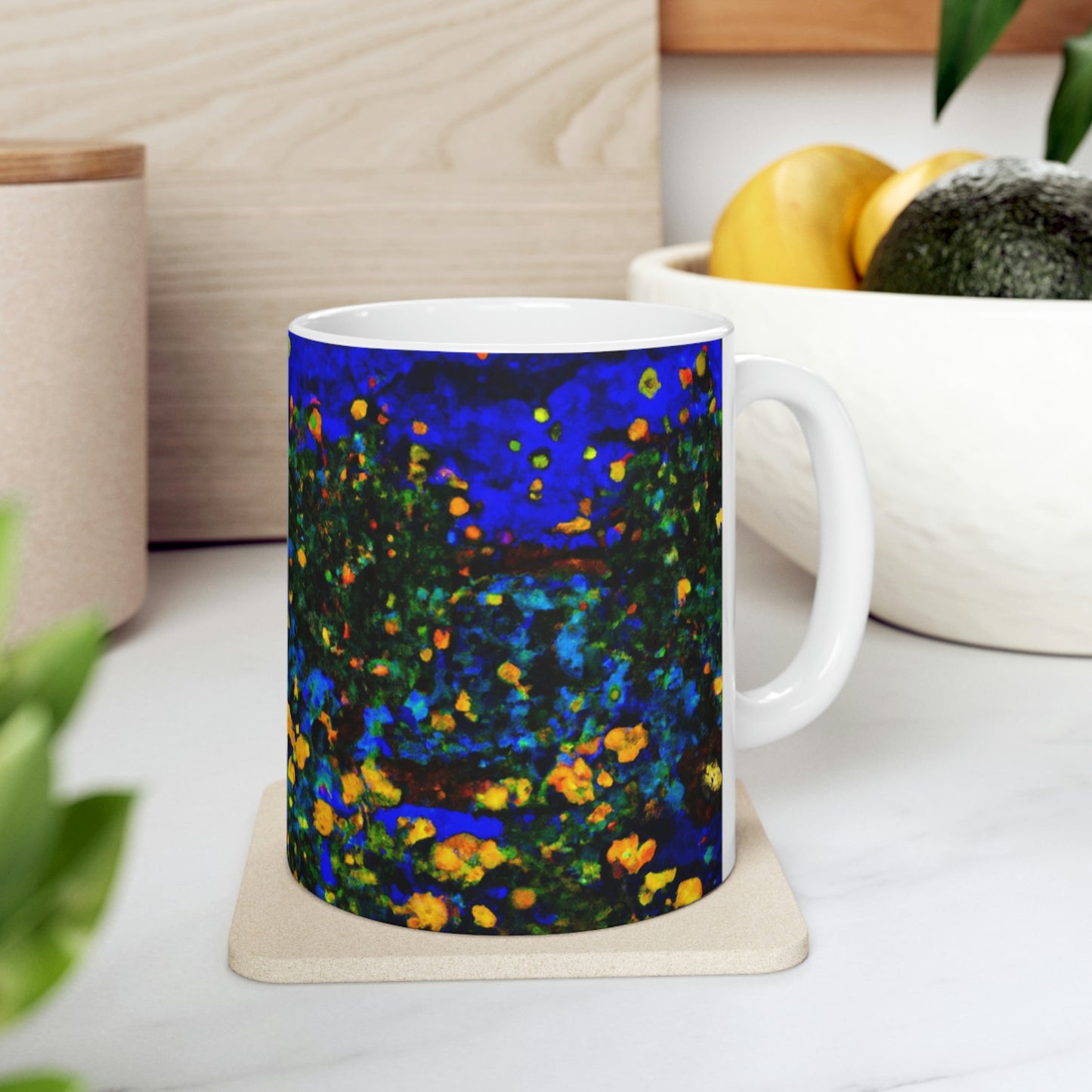 "A Midnight Celebration in Grandma's Garden" - The Alien Ceramic Mug 11 oz