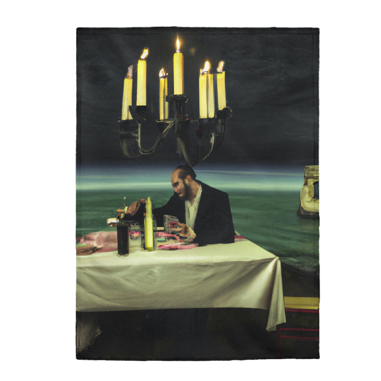"Un faro de romance: una cena íntima a la luz de las velas en un faro olvidado" - La manta de felpa Alien Velveteen