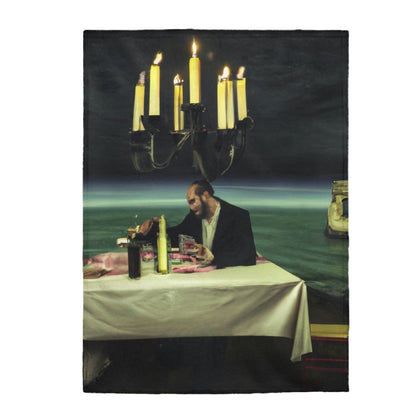 "A Beacon of Romance: An Intimate Candlelit Dinner in a Forgotten Lighthouse" - The Alien Velveteen Plush Blanket