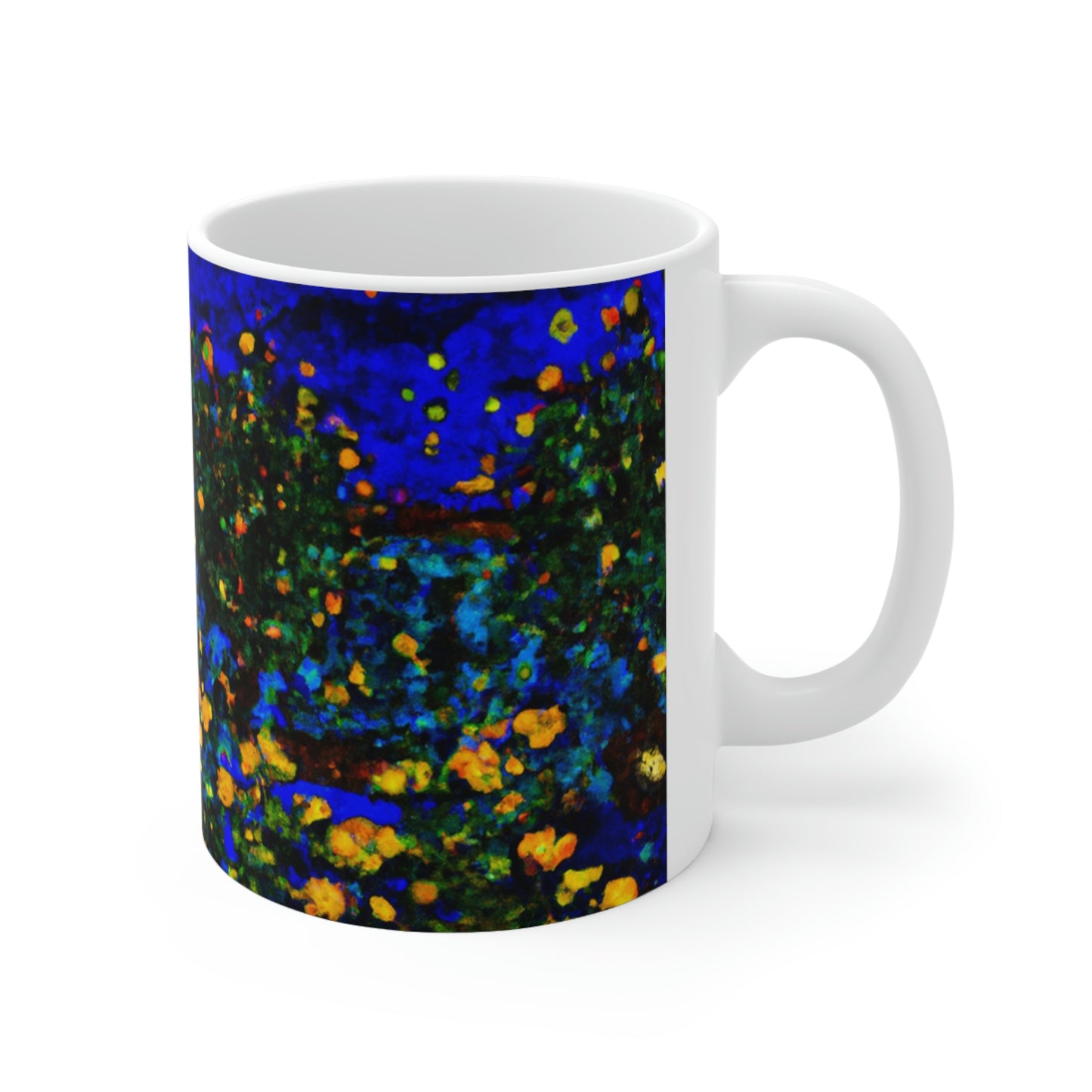 "A Midnight Celebration in Grandma's Garden" - The Alien Ceramic Mug 11 oz