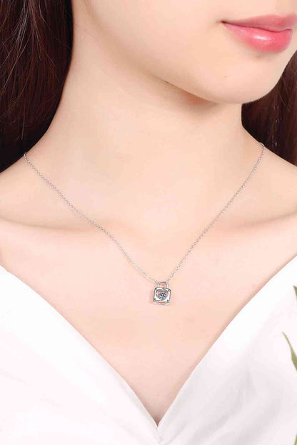 Adored Moissanite Lock Pendant Necklace