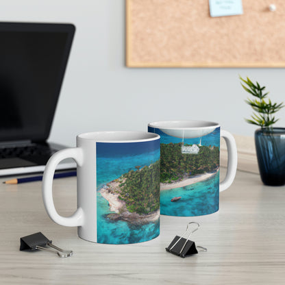 "Exploring Mystery Island by Airship" - The Alien Ceramic Mug 11 oz