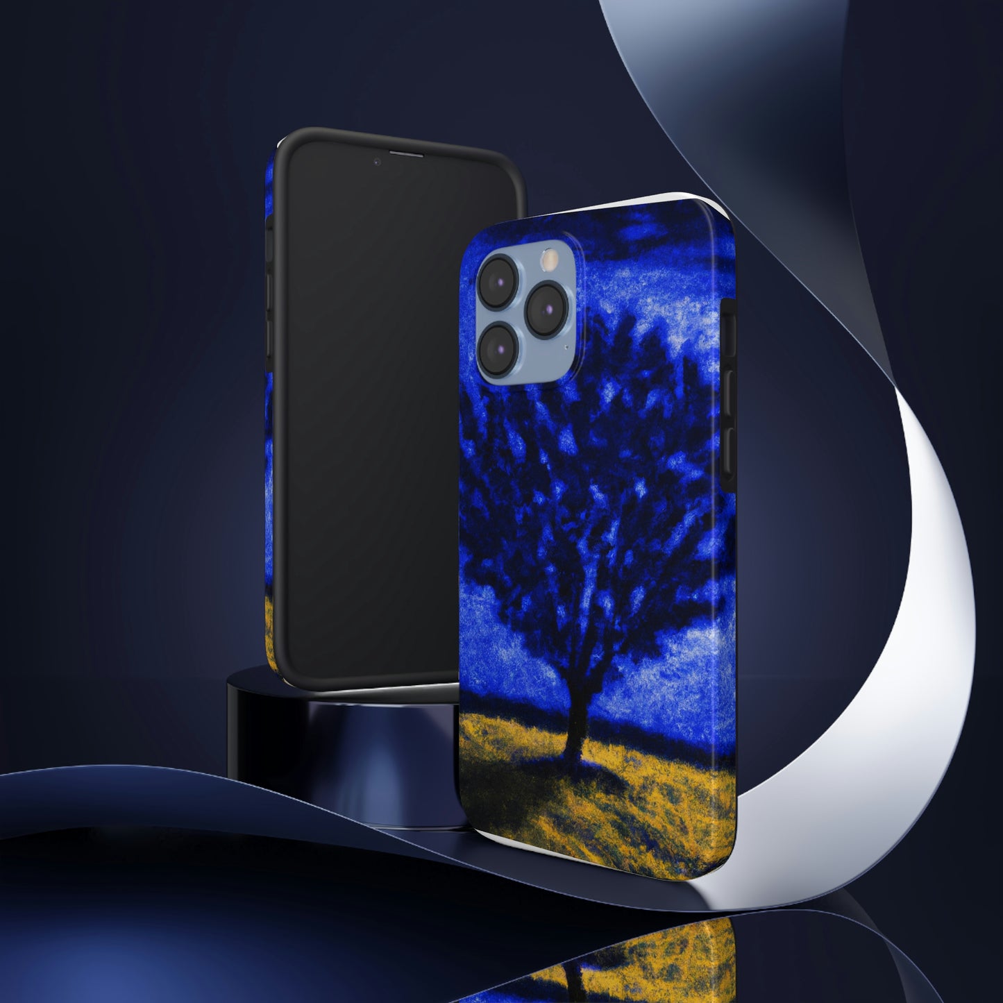 "Ein einsamer blauer Baum im Mondscheinfeld" - Die Alien Tough Phone Cases