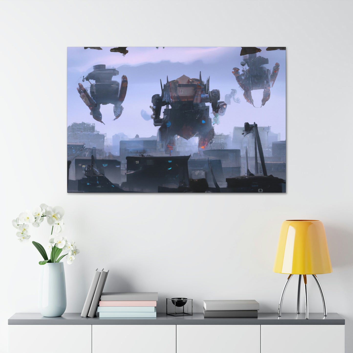 "Mech Mayhem: The Giant Robot City Showdown" - The Alien Canva