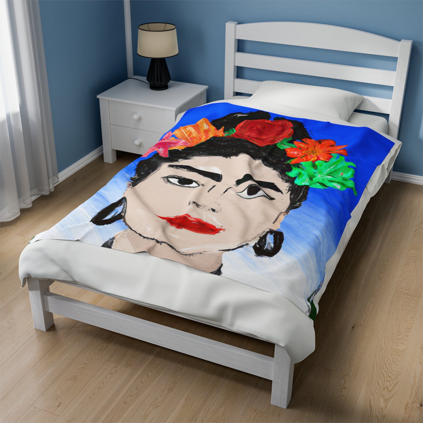 "Fiery Frida: Painting a Mexican Icon with Colorful Culture" - The Alien Velveteen Plush Blanket