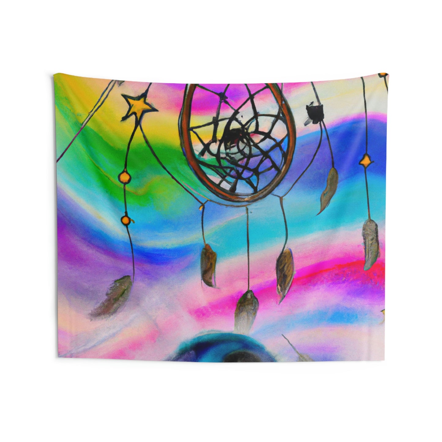 "A Galaxy of Dreams: A Colorful Dreamcatcher Captures Falling Stardust" - The Alien Wall Tapestries