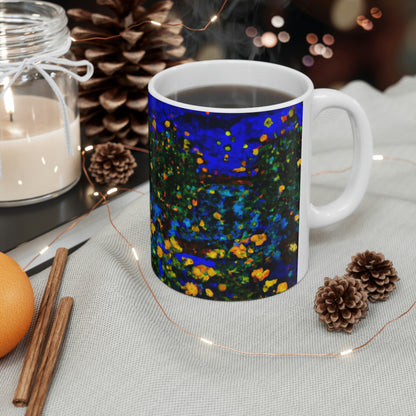 "A Midnight Celebration in Grandma's Garden" - The Alien Ceramic Mug 11 oz