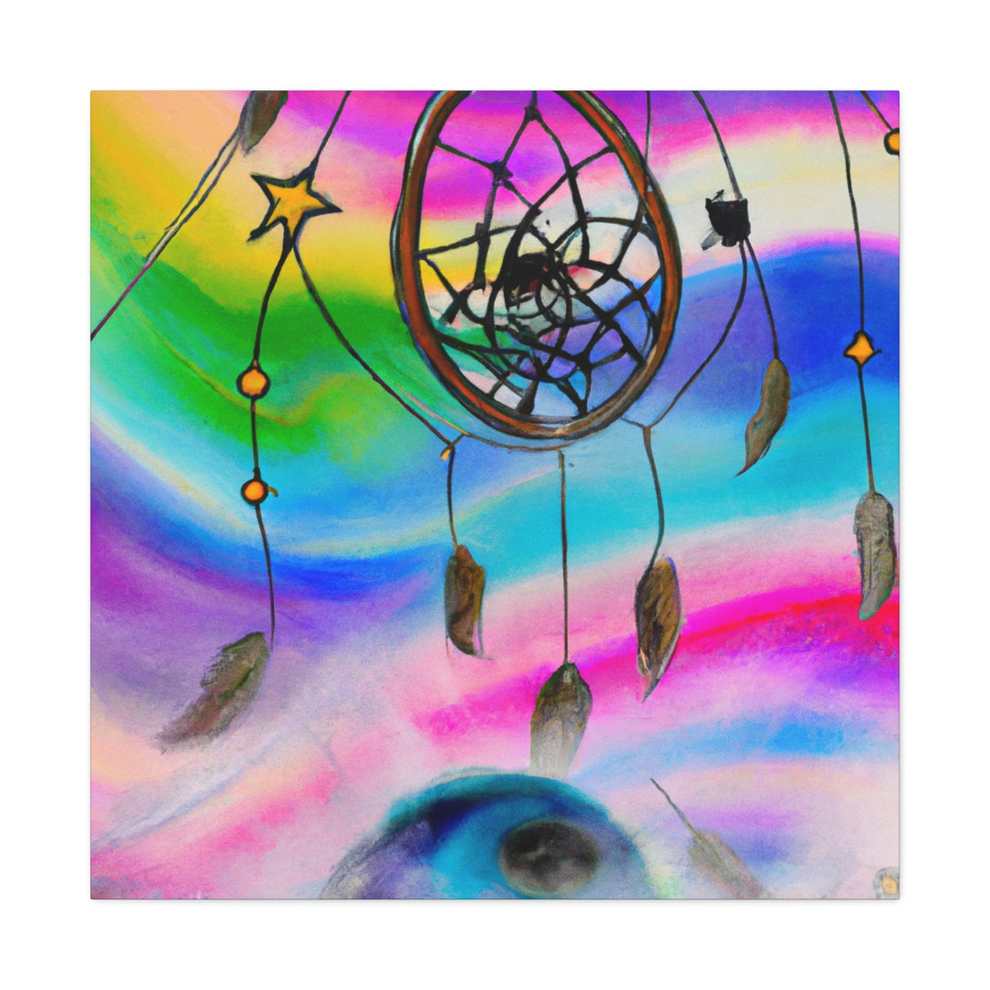 "A Galaxy of Dreams: A Colorful Dreamcatcher Captures Falling Stardust" - The Alien Canva