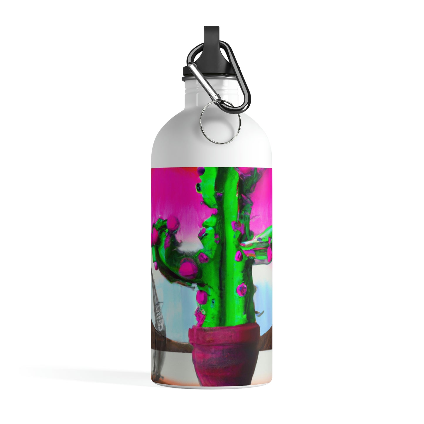 "An Awkward Caffeinated Moment: The Tale of a Bot and a Cactus" - The Alien Stainless Steel Water Bottle