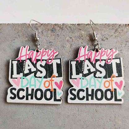 School Theme Wooden Dangle Earrings