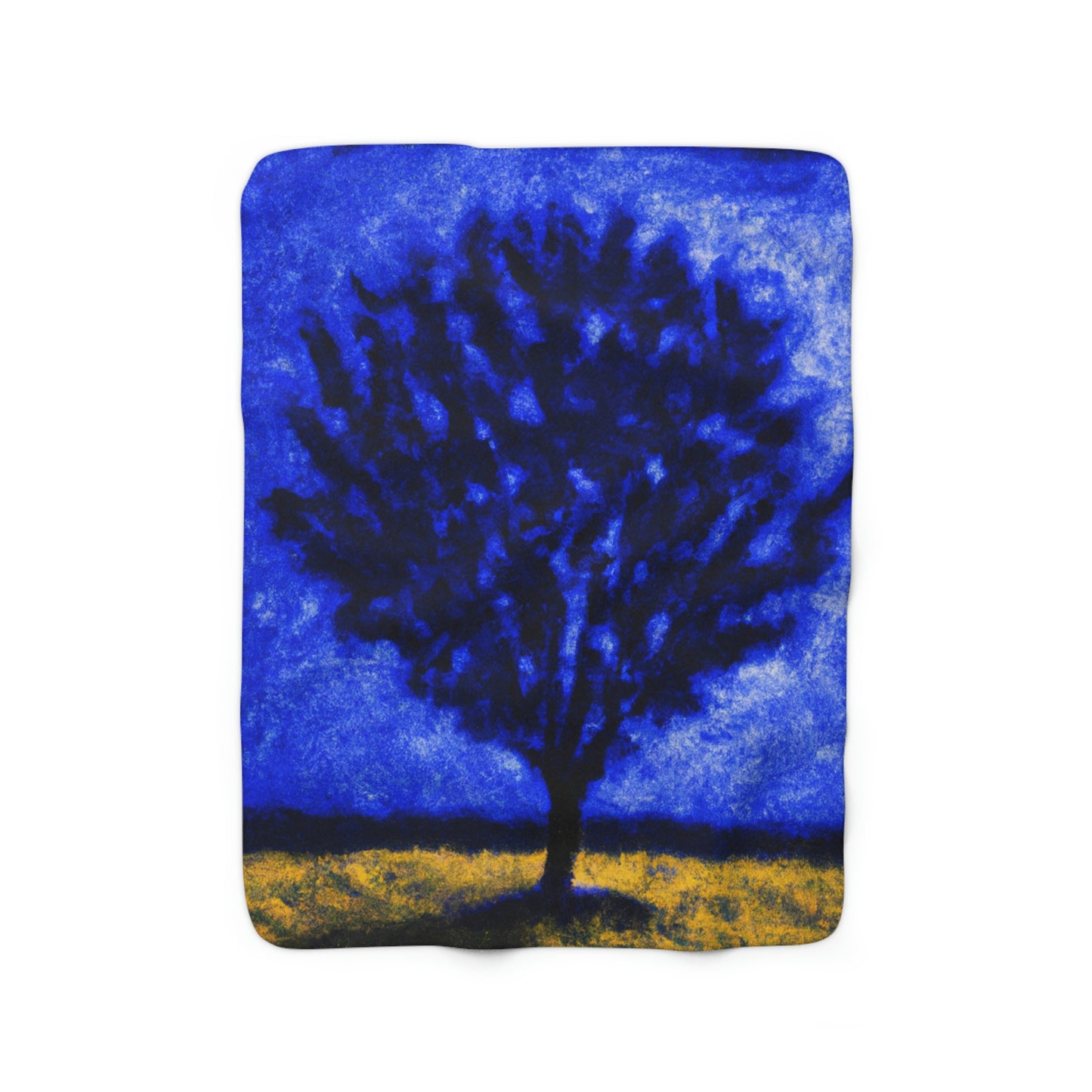 "A Lone Blue Tree in the Moonlight Field" - The Alien Sherpa Fleece Blanket