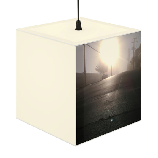 "Eine strahlende Morgendämmerung in einer nebligen Stadt". - Die Alien Light Cube Lampe