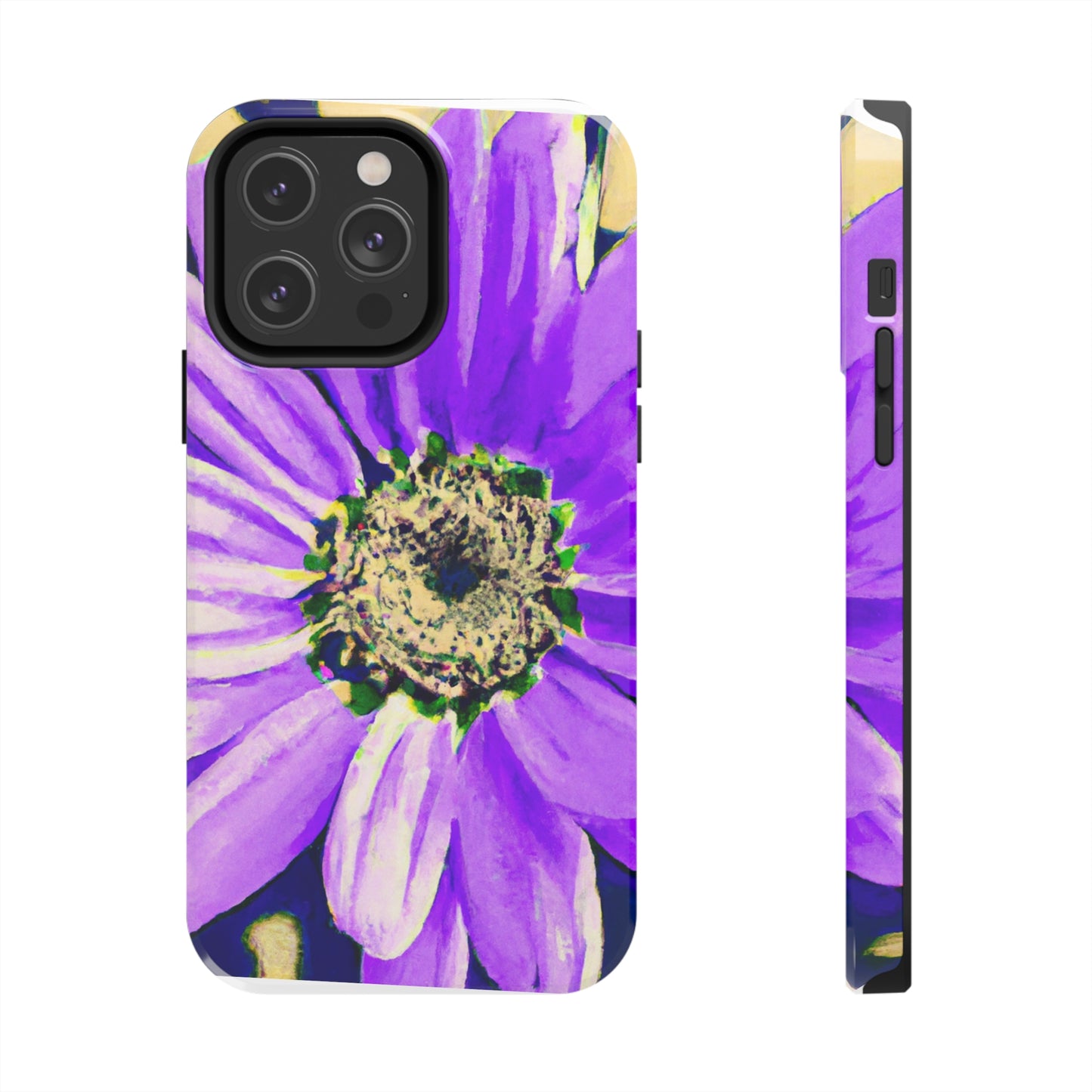 Lila Blütenblätter knallen: Kreieren Sie eine auffällige Gänseblümchen-Rosen-Fusion – The Alien Tough Phone Cases