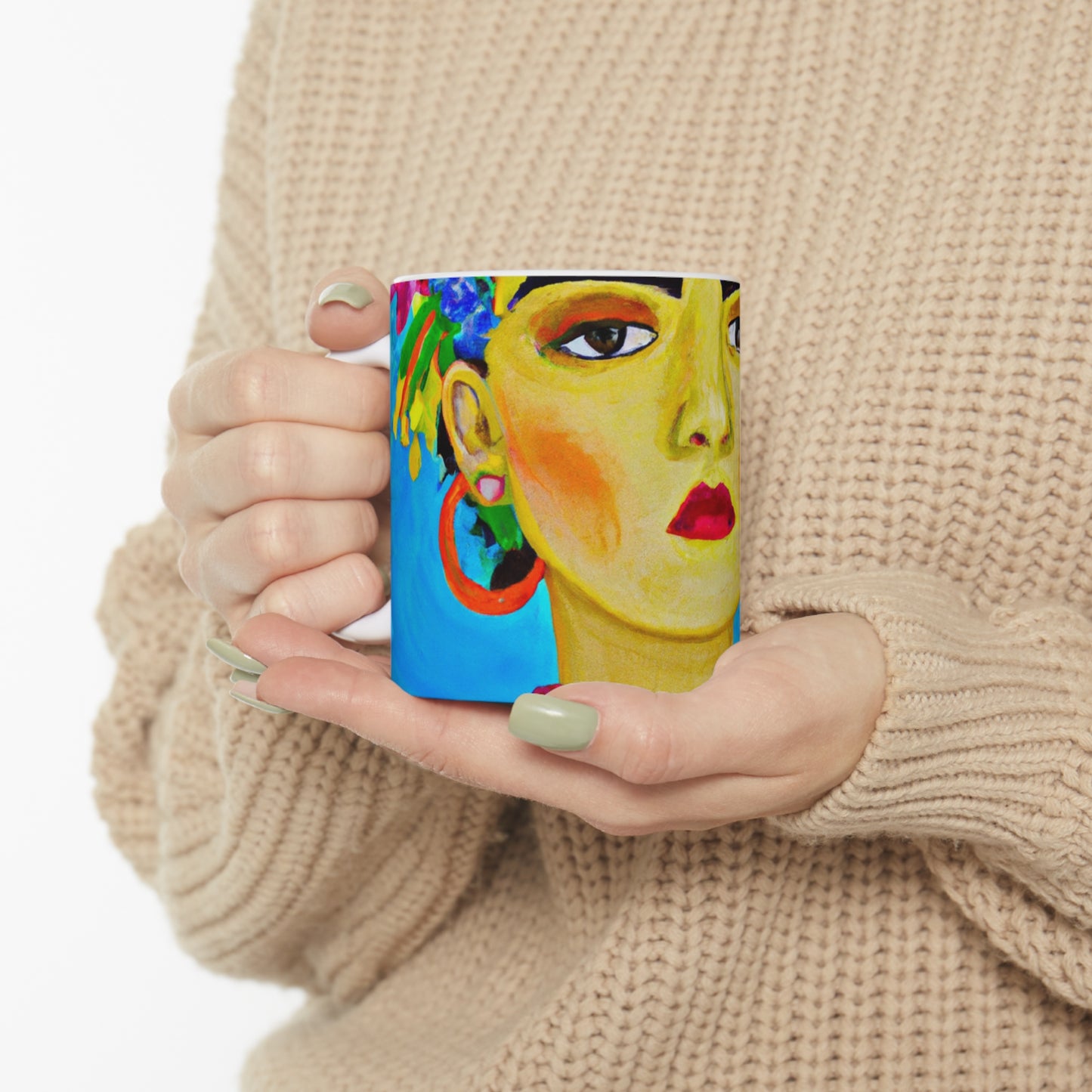 "Fierce and Free: Un tributo inspirado en Frida Kahlo a las mujeres mexicanas" - Taza de cerámica The Alien 11 oz