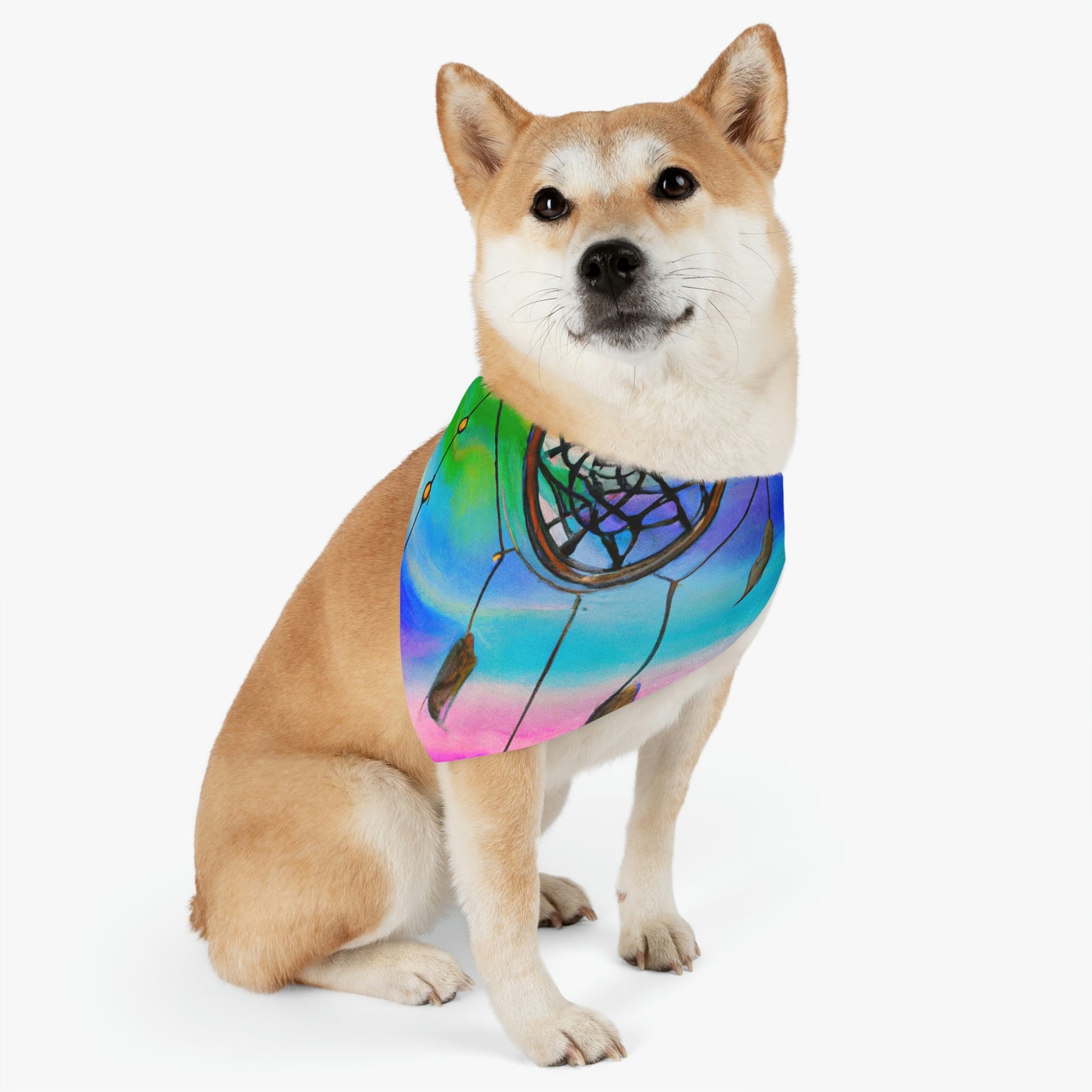 "A Galaxy of Dreams: A Colorful Dreamcatcher Captures Falling Stardust" - The Alien Pet Bandana Collar