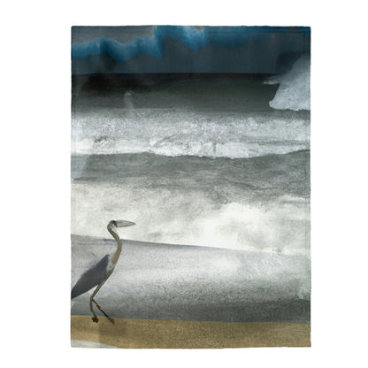 "A Sea of Turmoil: A Heron's Restlessness". - The Alien Velveteen Plush Blanket