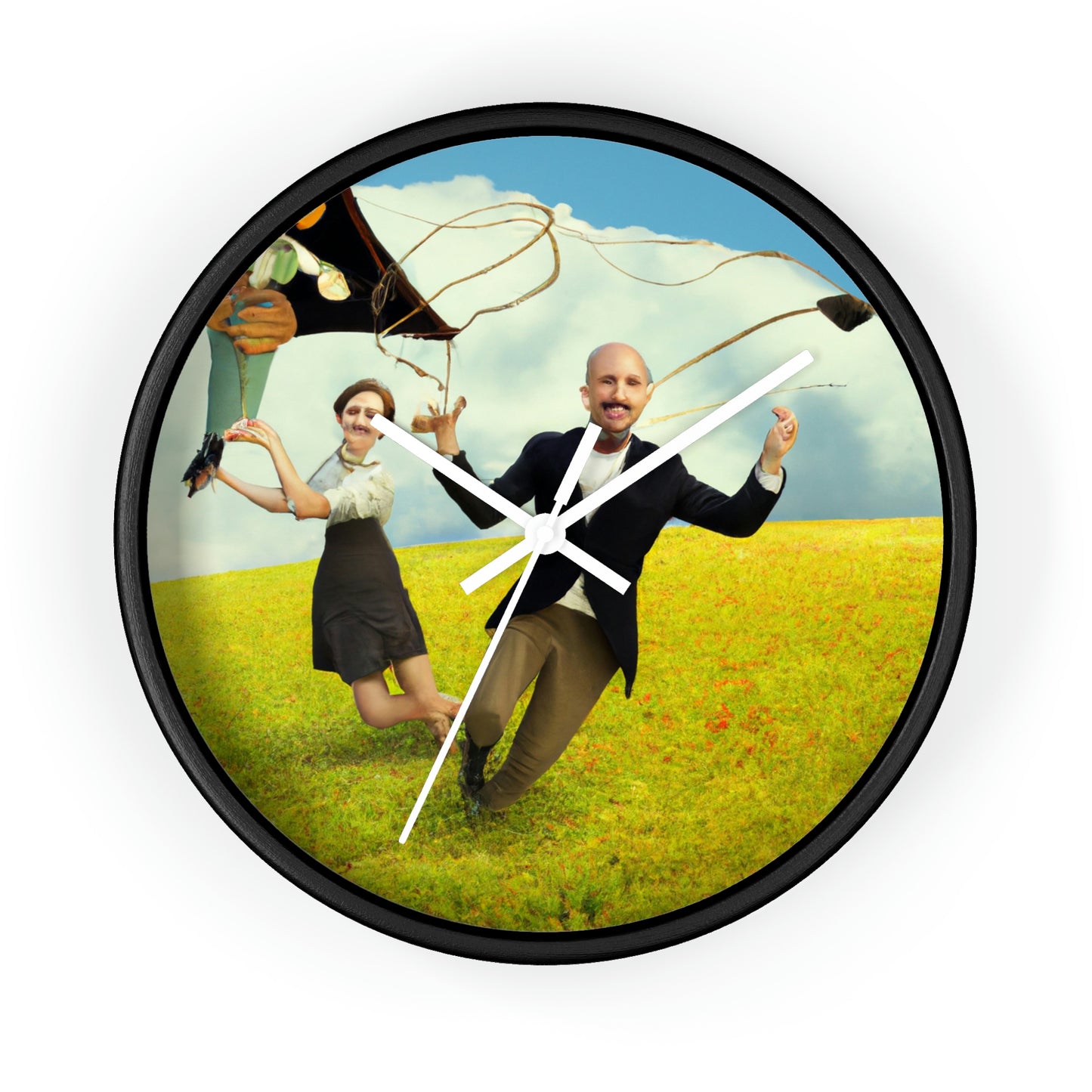 "A Kite Day in the Meadow" - The Alien Wall Clock