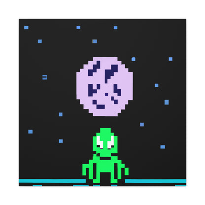 "Lonely Witness of the Night Sky" - The Alien Canva Pixel Art