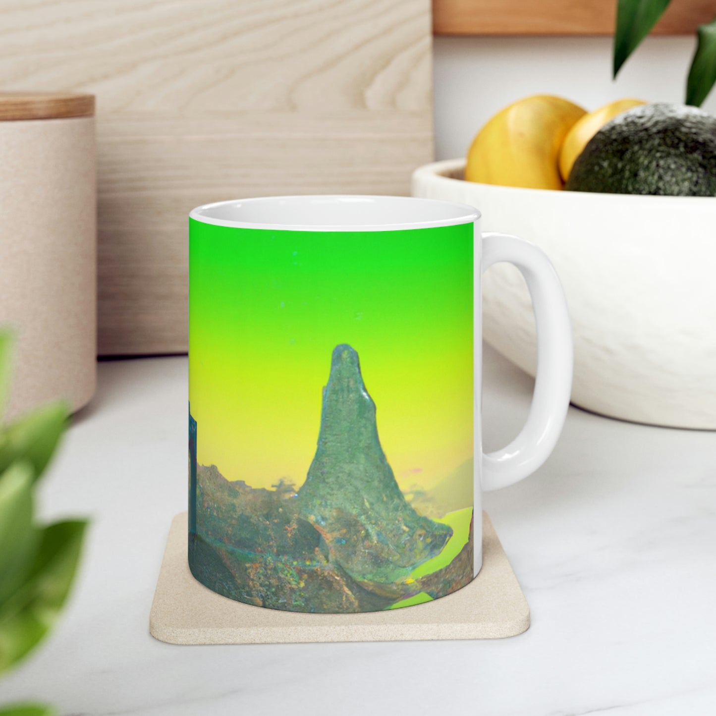 "Vagabundos intergalácticos: Explorando las ruinas históricas de un castillo olvidado hace mucho tiempo" - Taza de cerámica The Alien 11 oz