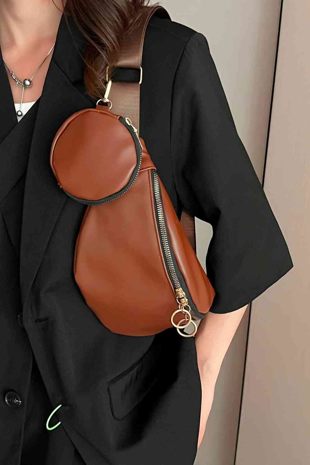 Bolso bandolera de cuero PU con bolso pequeño