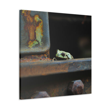 "A Tad Too Far: The Tale of a Train-Stuck Frog." - The Alien Canva