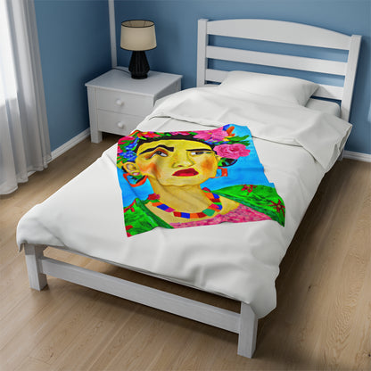 "Fierce and Free: Un tributo a las mujeres mexicanas inspirado en Frida Kahlo" - The Alien Velveteen Plush Blanket