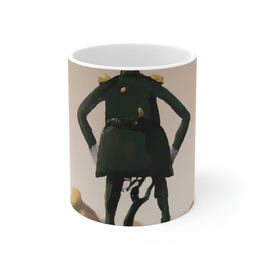 "Courage Against Despair: A Soldier's Triumph" - The Alien Ceramic Mug 11 oz