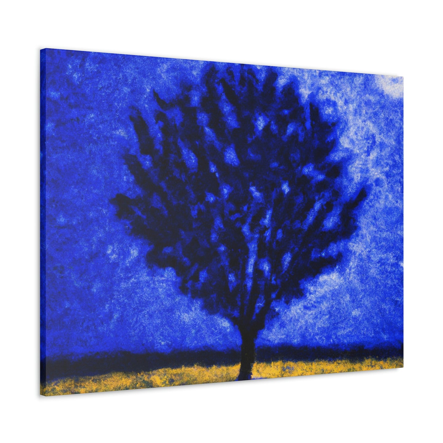 "Ein einsamer blauer Baum im Mondscheinfeld" - The Alien Canva