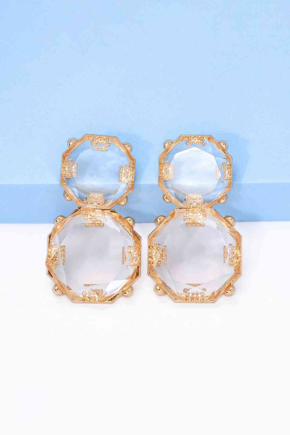 Geometrical Shape Zinc Alloy Frame Dangle Earrings