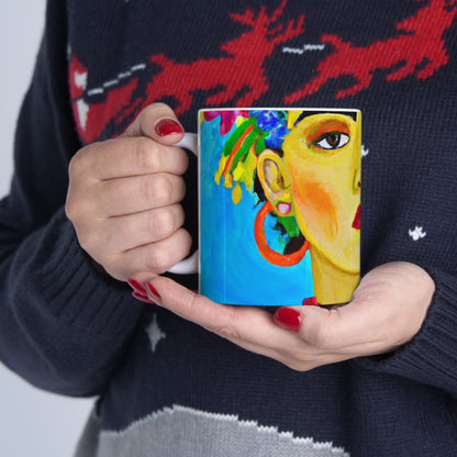 "Fierce and Free: Un tributo inspirado en Frida Kahlo a las mujeres mexicanas" - Taza de cerámica The Alien 11 oz